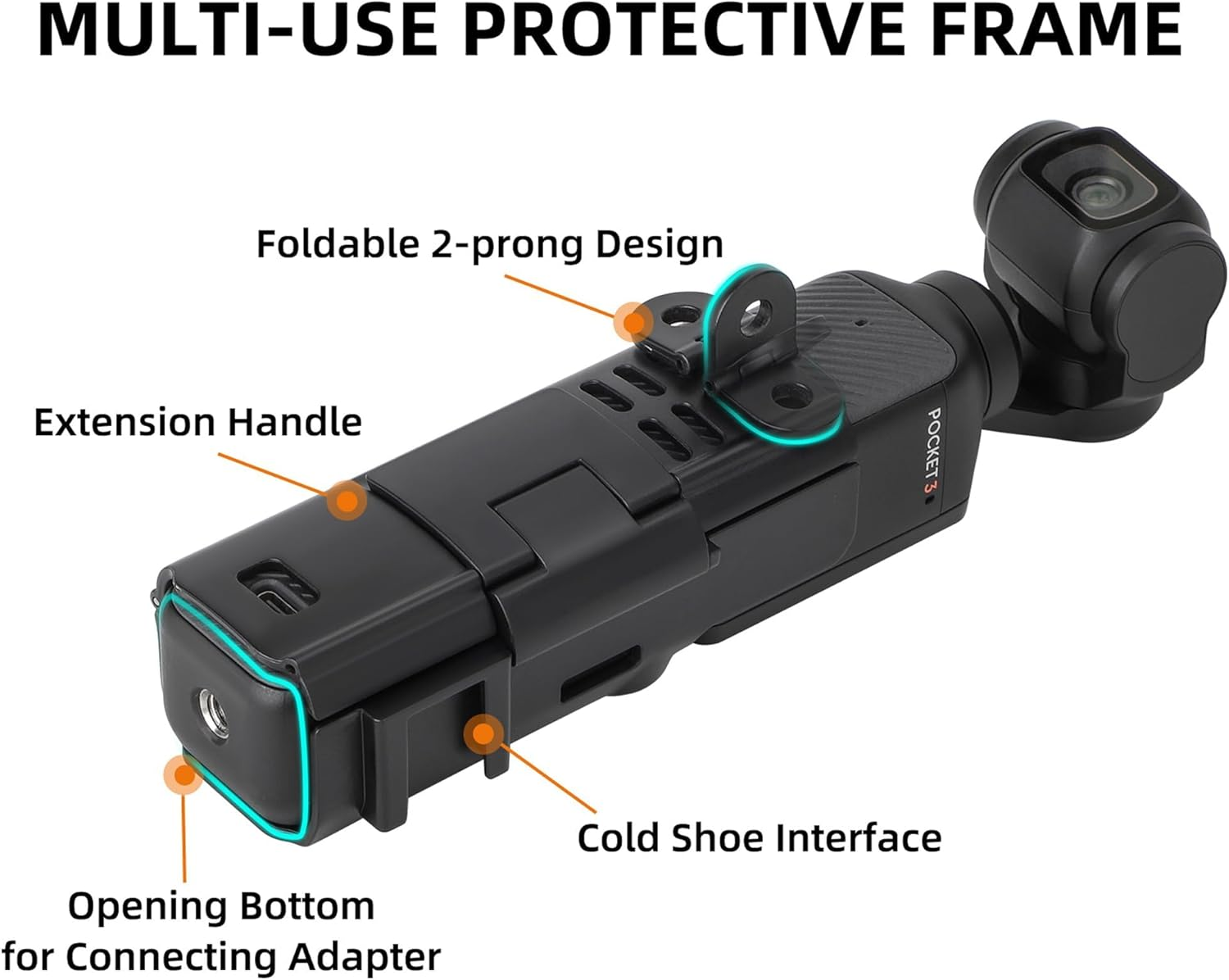 Pocket 3 Expansion Adapter, XICEN DJI Osmo Pocket 3 Creator Combo Handle Accessories Cold Shoe, Support Extended Mounting Bracket Microphone LED Lamp Tripod Strap Bicycle Backpack Clip image number 2