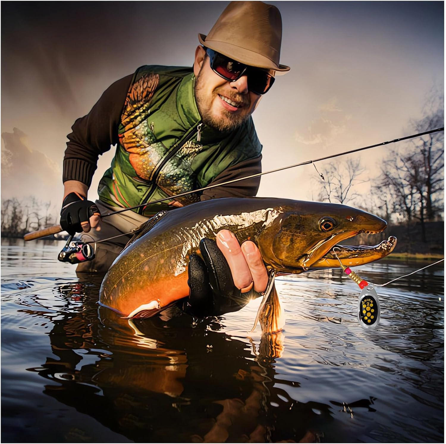 Naturezhen Spinner Fishing Lures, Trout Baits Fishing Tackle, Triple Fishing Hooks for Freshwater Fishing with Portable Carry Bag, Hard Metal Spinner Baits for Bass Trout Salmon 16Pcs