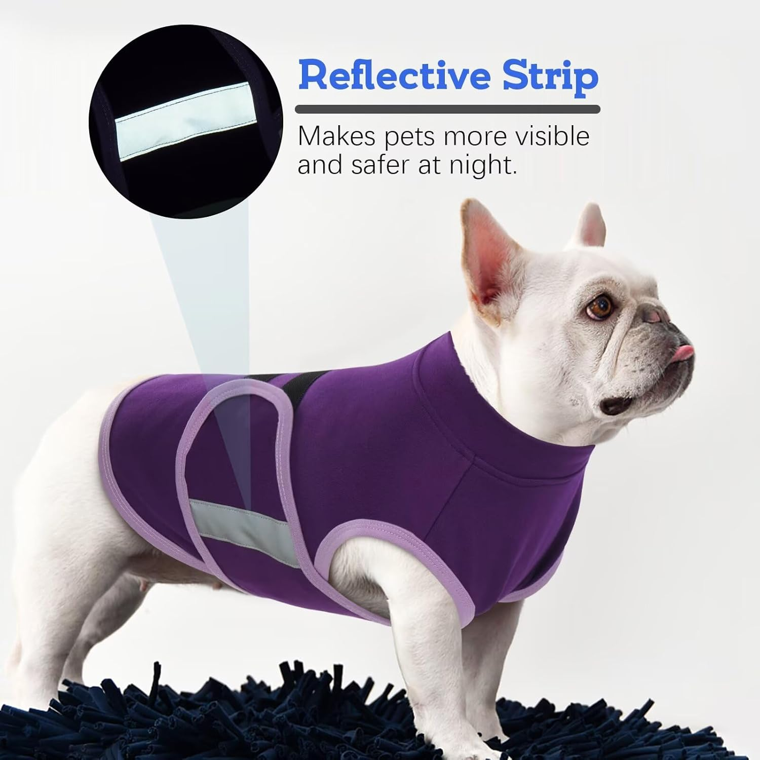 Iecoii Calm Vest for Dogs Small,Adjustable Dog Anxiety Jackets with Reflective Stripe,Soft Dog'S Calming Coat Wrap,Anxiety Vest for Small Dogs,Doggy Calmingvest,Calming Jacket for Smalldog,Purple,S image number 3