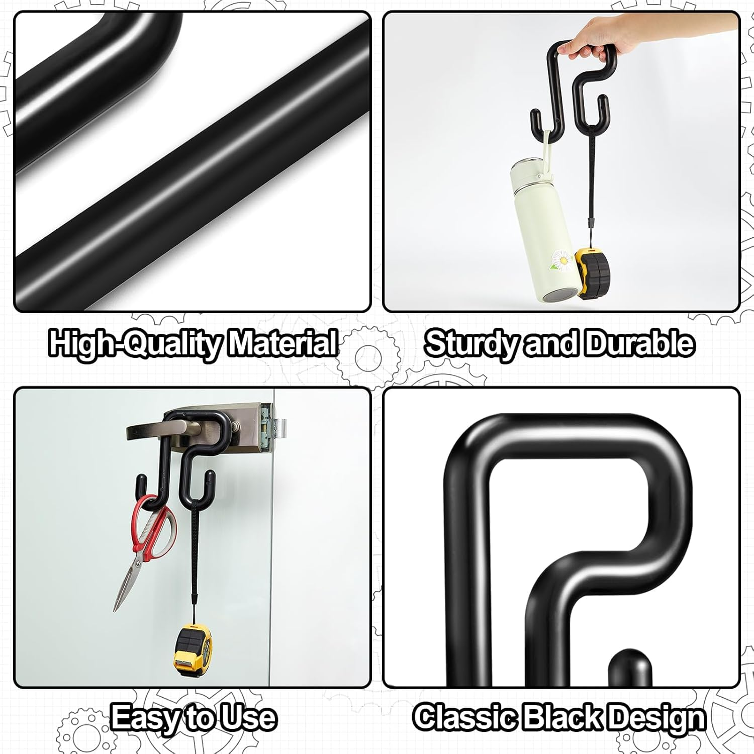 8 Pack Lineman Bucket Hooks Black Truck Blanket Hooks Fits for 3 Inches Aerial Buckets Lip Attach Tool Bags or Aprons Rated at 100Lbs Working Load Limit for Lineman and Bucket Use image number 3