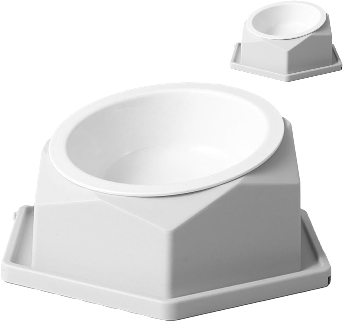 Basics Pet Food Bowl, Raised Cats Bowl Plastic Tilted Elevated Spill Proof Hexagonal Pet Food Bowl, Pet Feeder Bowls for Puppy Medium Dogs Cats /286 (Color : Gray) - Yellow image number 5