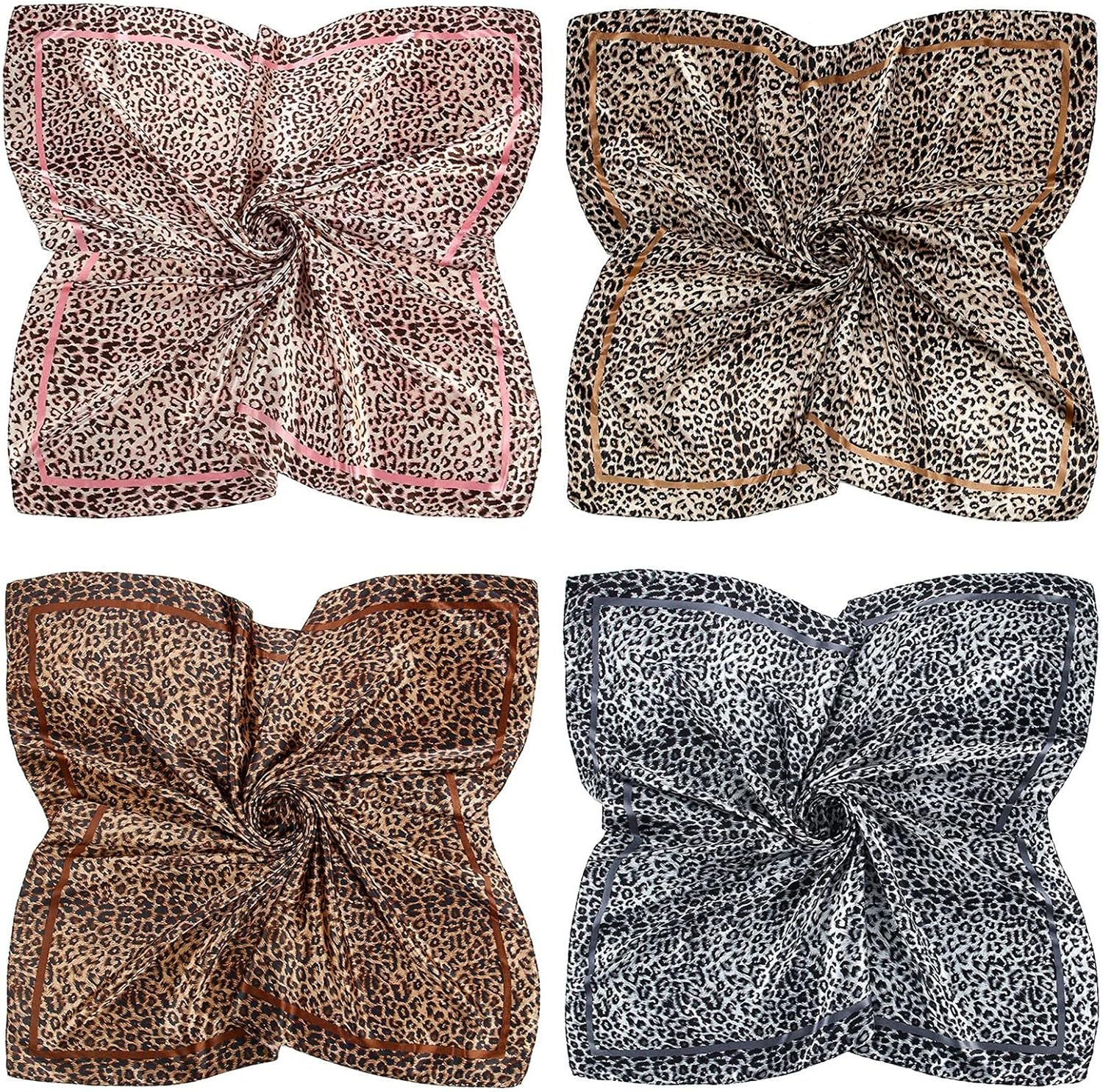 4PCS Head Scarf for Women Satin Headband Scarves Silk Feeling Scarf Boho Headwear Vintage Bandanas for Sleeping Dress Up image number 1