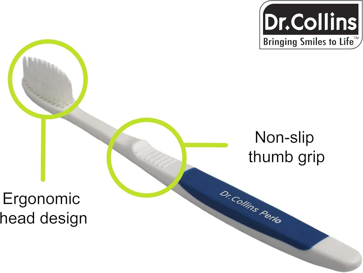 Dr. Collins Perio Toothbrush, 1 Count (Assorted Colors) image number 3