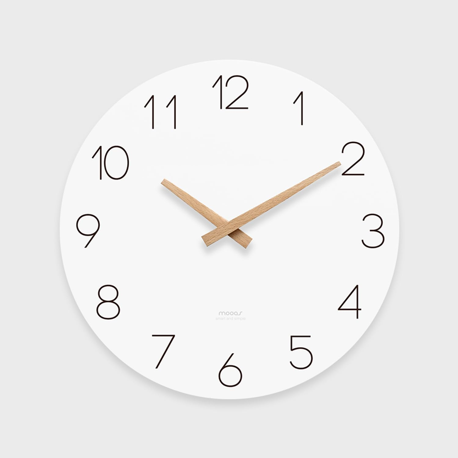 Mooas Flatwood Big Wall Clock, 13" Wood Non-Ticking Sweep Movement Decorative Battery Operated Wall Clock for Home Living Room Kitchen Bedroom Office School Hotel image number 6