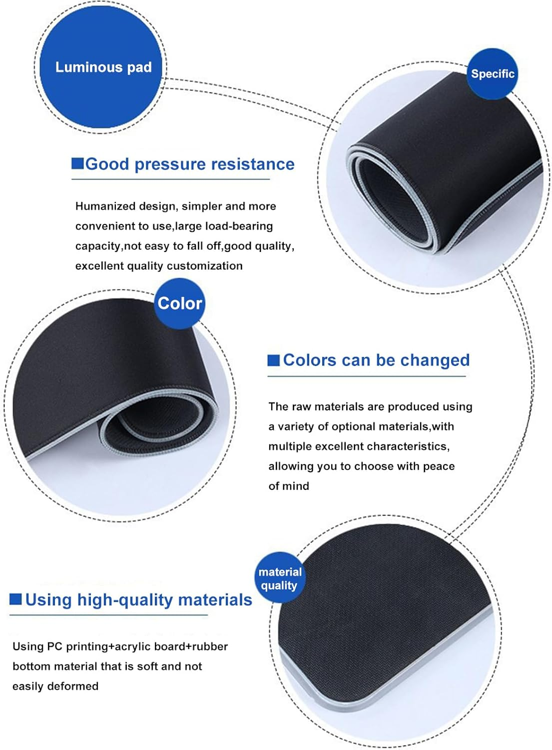 RGB Led Gaming Mouse Pad，Oversized Glowing Soft Extended Mousepad，80X30Cm Waterproof Non-Slip Rubber Computer Keyboard Pad Mat Black image number 5