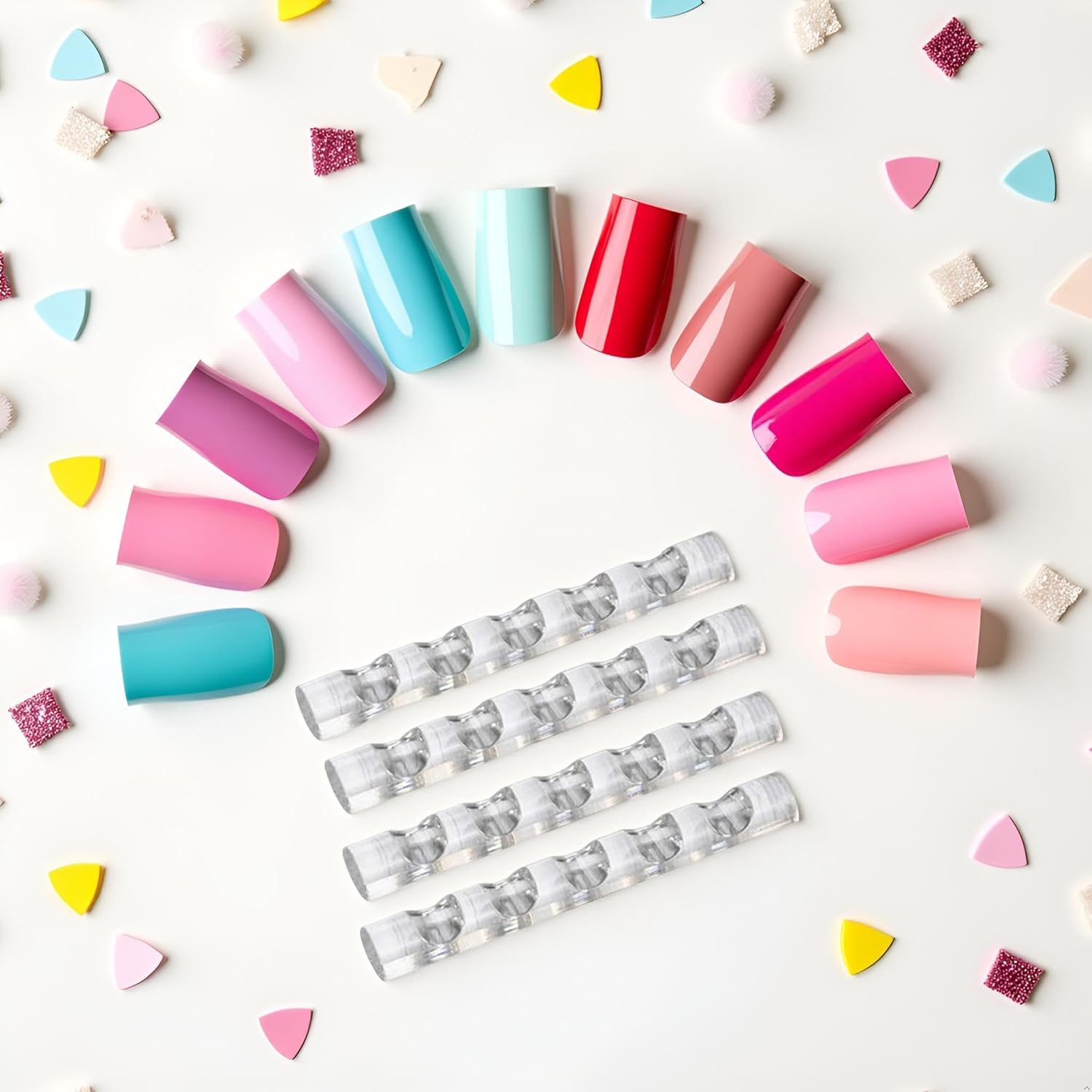 4Pcs Brush Holder Nail Art Acrylic Simple Transparent Pen Brush Stand Brush Rest Brush Rest for 5 Nail Pens Gel Nails Nail Tools Nail Supplies Stylish Useful Paint Brush Holder Nail Art Brushes image number 4