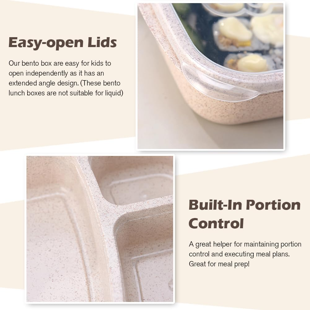 Bento Lunch Box - 4 Pack, Reusable Food Storage Snack Containers with Transparent Lids for School, Work and Travel image number 3