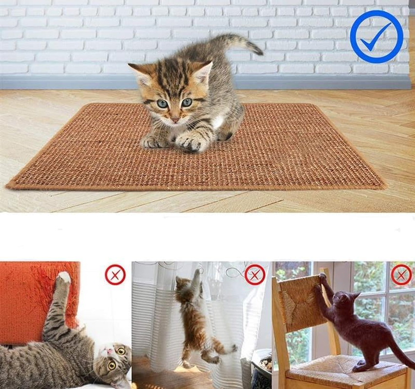 Sisal Cat Scratch Mat (60X40Cm): Durable Pad, Furniture Protector image number 4