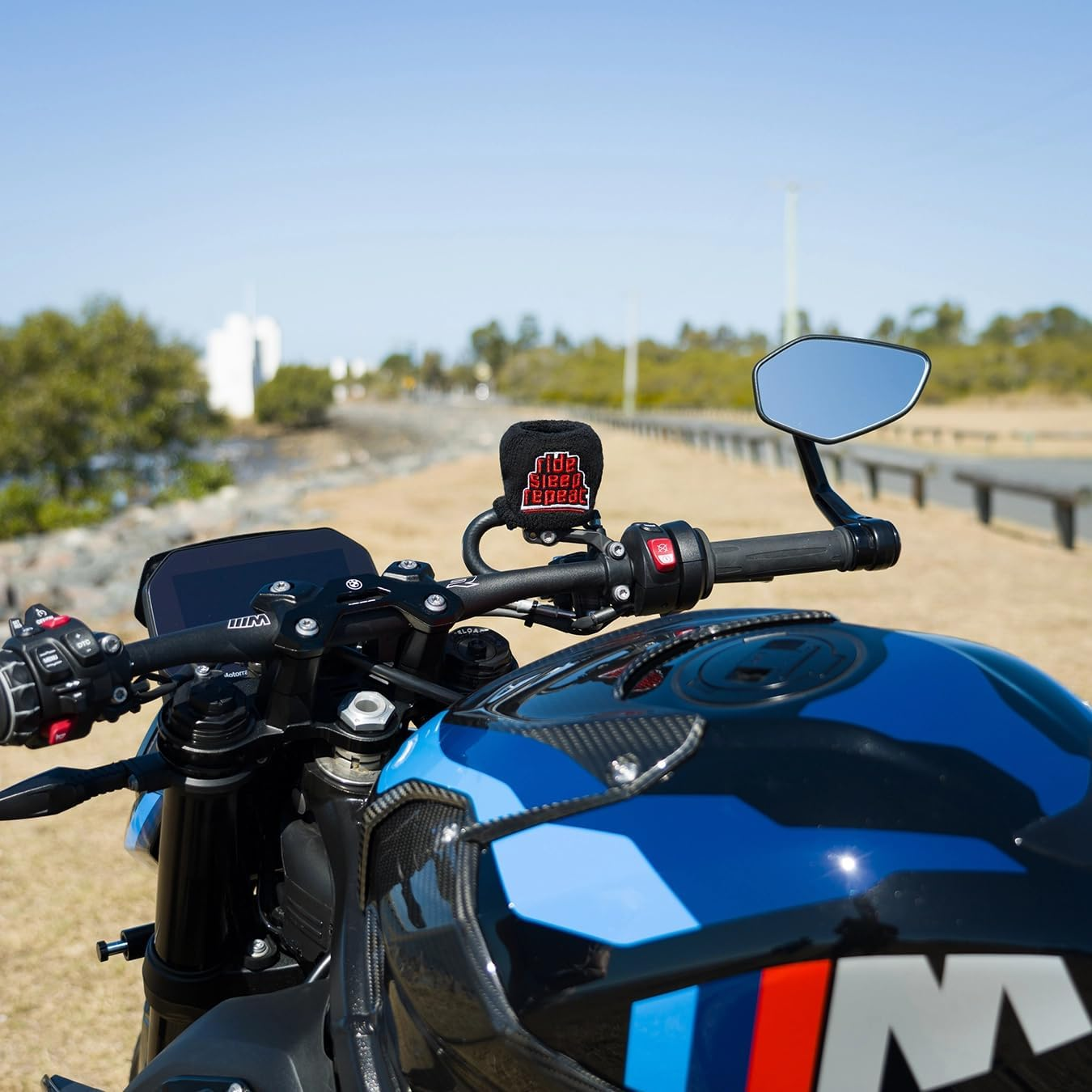 Brake Fluid Reservoir Cover Sock for Motorcycles, Sporbikes and Gifts by Moto Loot (Ride Sleep Repeat) image number 3