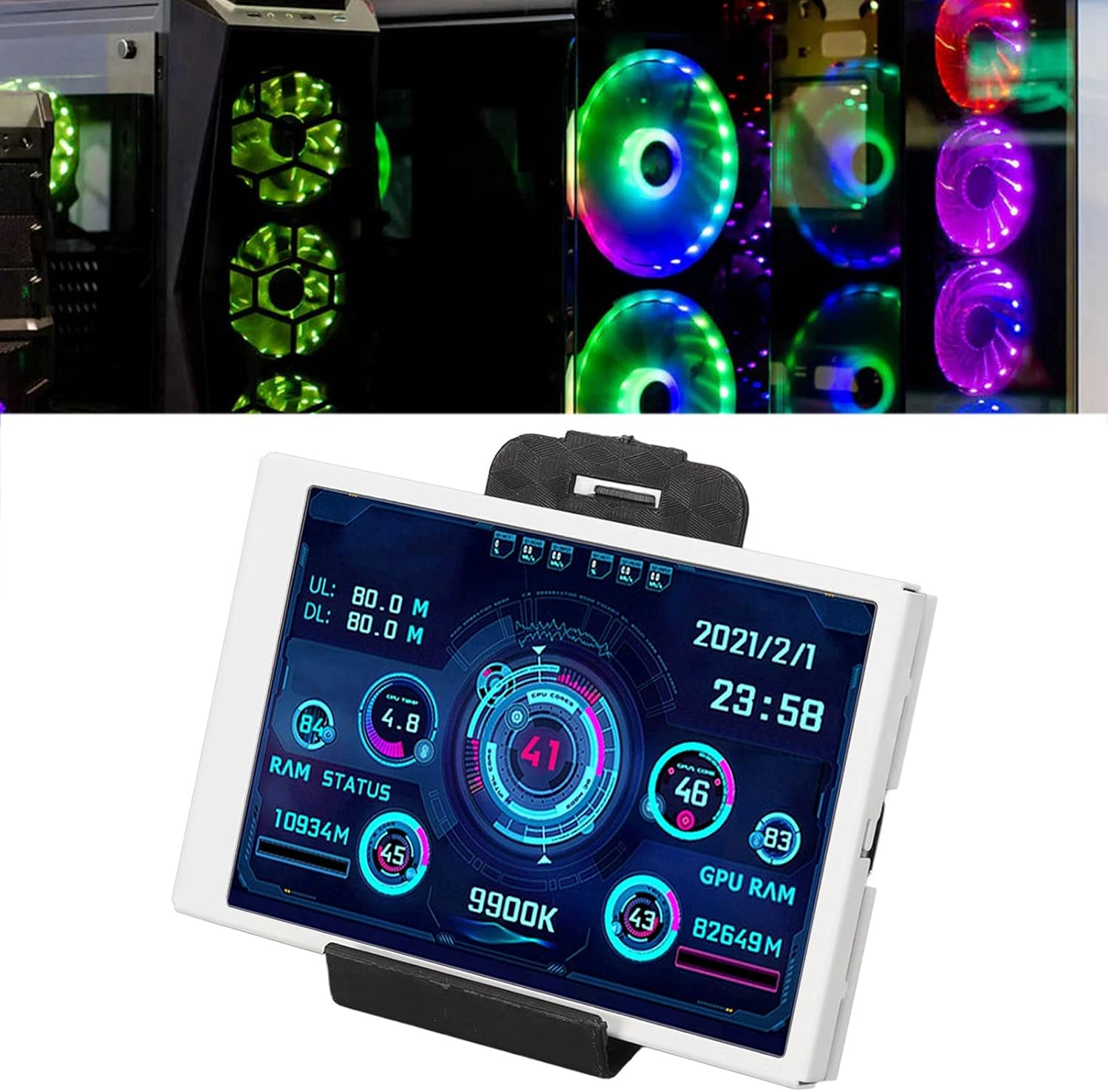 3.5Inch Computer Temp Monitor IPS Full View Display, Small Screen for AIDA64 PC CPU RAM Hard Disk Data Monitor with PC Temperature Display, CPU Temperature (White) image number 4