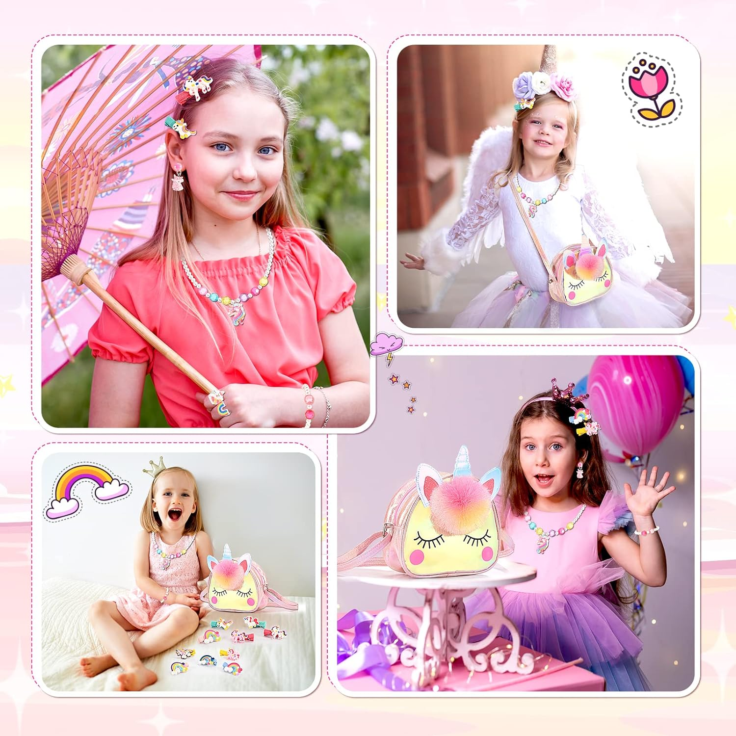 Unicorn Toys for 3-8 Year Old Girls, Vingtank Unicorn Bag with Jewelry Set Unicorns Gifts for Girl Age 3-8 Sweet Princess Toys Christmas Birthday Gifts for 3 4 5 6 7 8 Year Old Girls image number 6