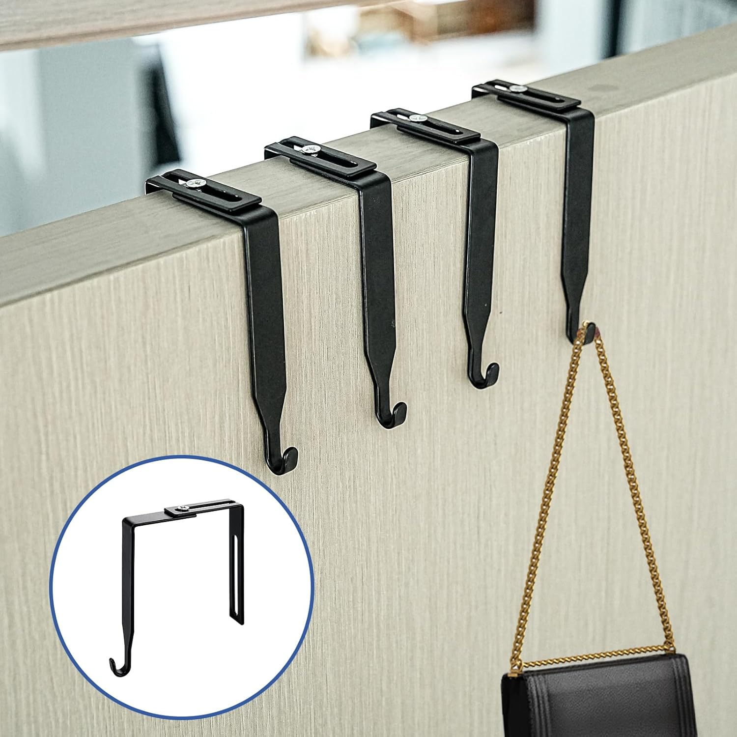 10 Pcs Adjustable Cubicle Wall Hooks Black Metal Cubicle Hangers Cubicle Accessories with Cross Screwdriver Universal Partition Hanger for 1.35 to 3.5 in Inch Thick Wall Panels (Black) image number 4