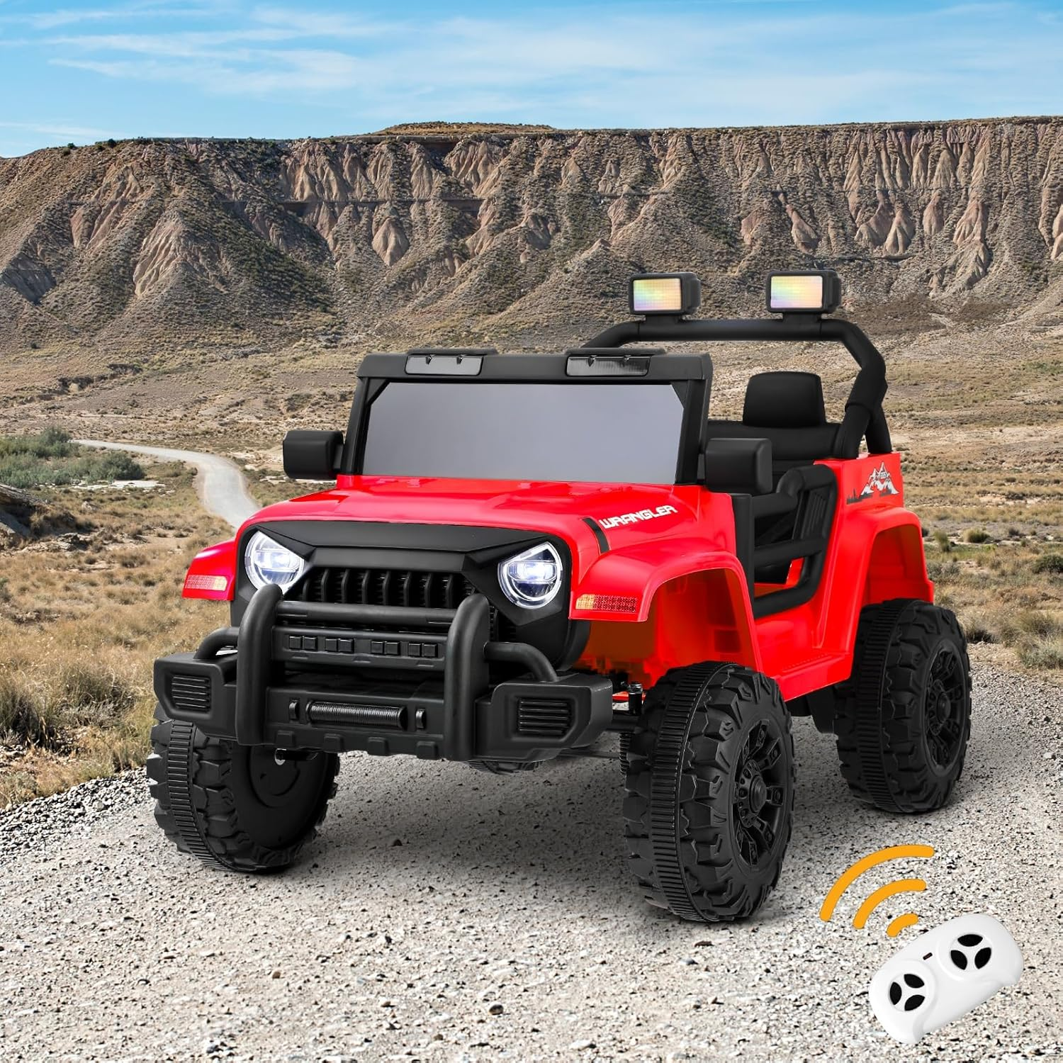 Mazam Kids Ride on Car Jeep Toy Car with 12V Battery and Remote Control Built-In Music 30Kg Capacity Electric Cars Suitable for 3 Years Old and above Red image number 4