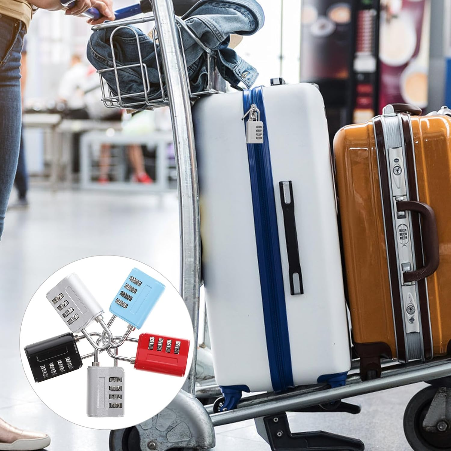 Outanaya 5Pcs Digit Alloy Combination Padlocks for Luggage Suitcase Backpack Cabinet Multi-Purpose Password Locks for Travel and Storage Security image number 4