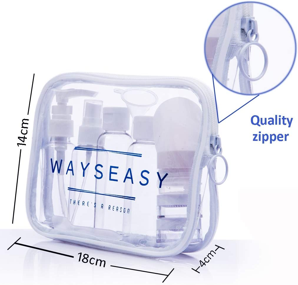 Travel Bottles WAYSEASY Leak-Proof Refillable Toiletry Bottle and Containers with Clear TSA Toiletry Bag Durable image number 2