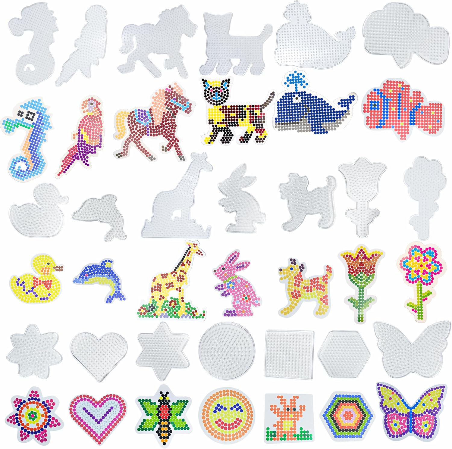 20PCS 5Mm Fuse Bead Board Craft Kit for Kids - 20Pcs Different Shapes Patterns, Fuse Beads Pegboards Is Suitable for Children'S DIY Crafts, Includes Seahorses, Parrots, Horses and More image number 5