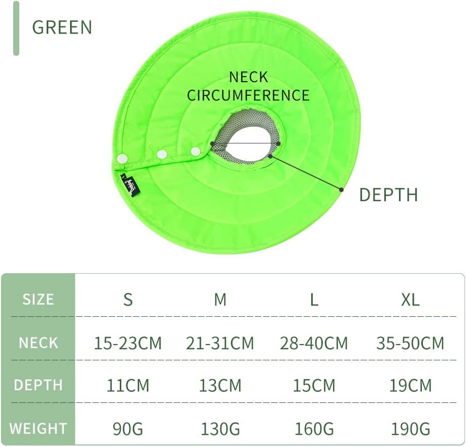 Pet Dog Elizabethan Collar Cat Recovery Collar Cone Collar Wound Heal Adjustable Puppy Pet Supplies Healing Protective Anti-Licking Green S image number 1