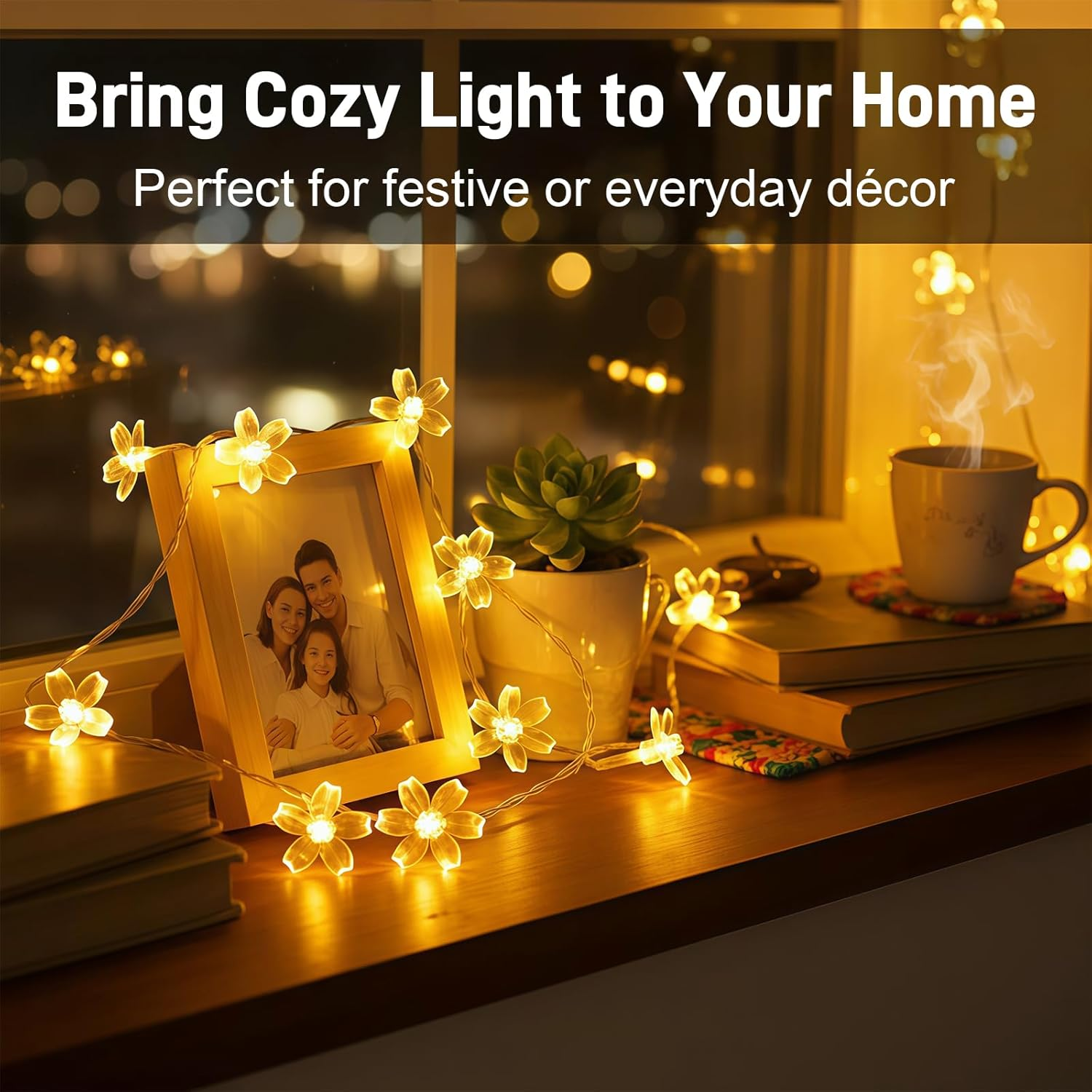 Jeyzuroa 6M 40 LED Battery Operated, Waterproof Indoor Outdoor Fairy Lights, Warm White for Garden, Wedding, Party Decoration(Battery Not Included) image number 3