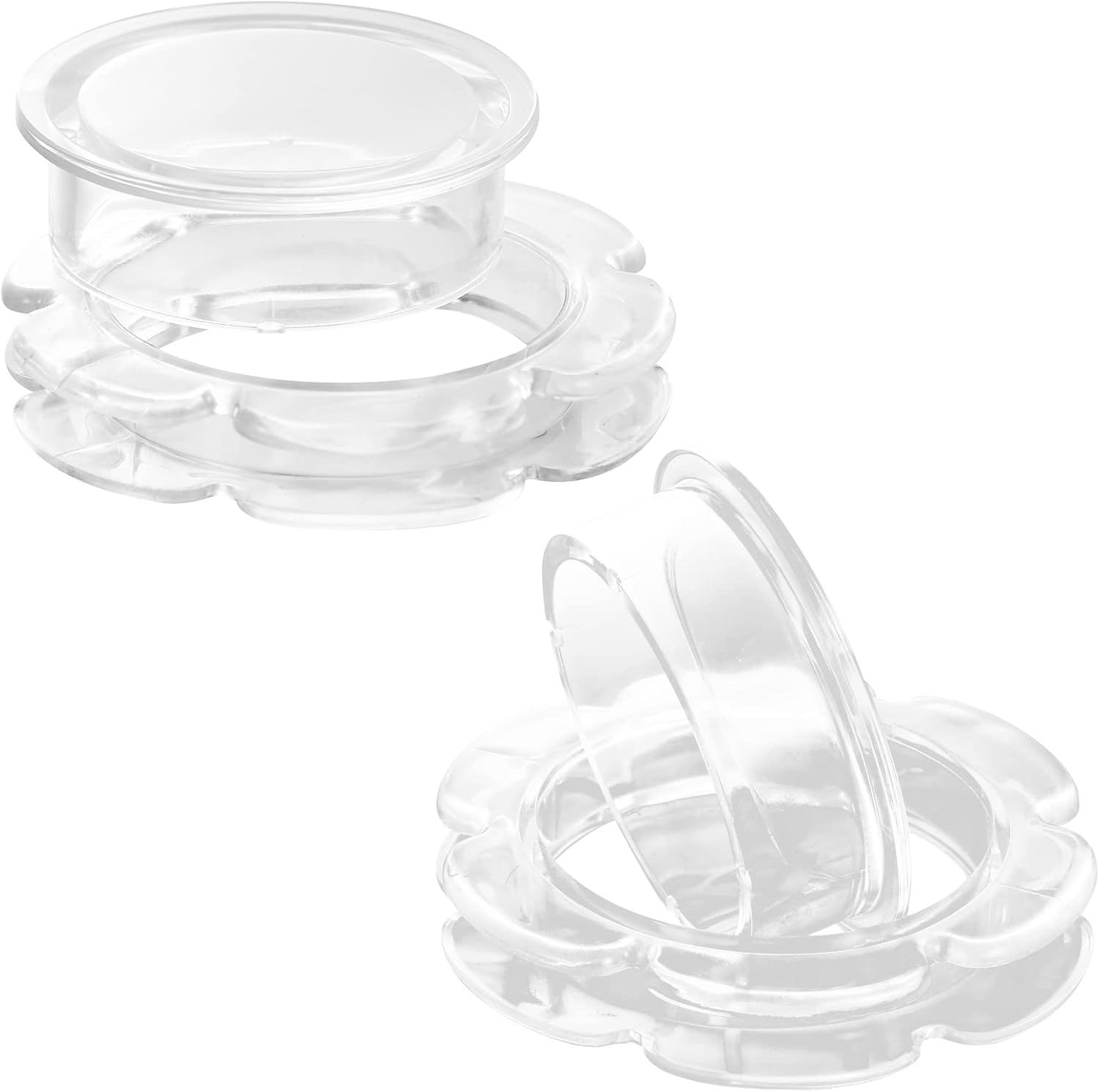 AIEX 2Pcs Patio Table Umbrella Hole Ring, Silicone Umbrella Table Plug Flower Shape Patio Table Umbrella Parasol Hole Ring for 2 Inch Table Hole (Clear) image number 3