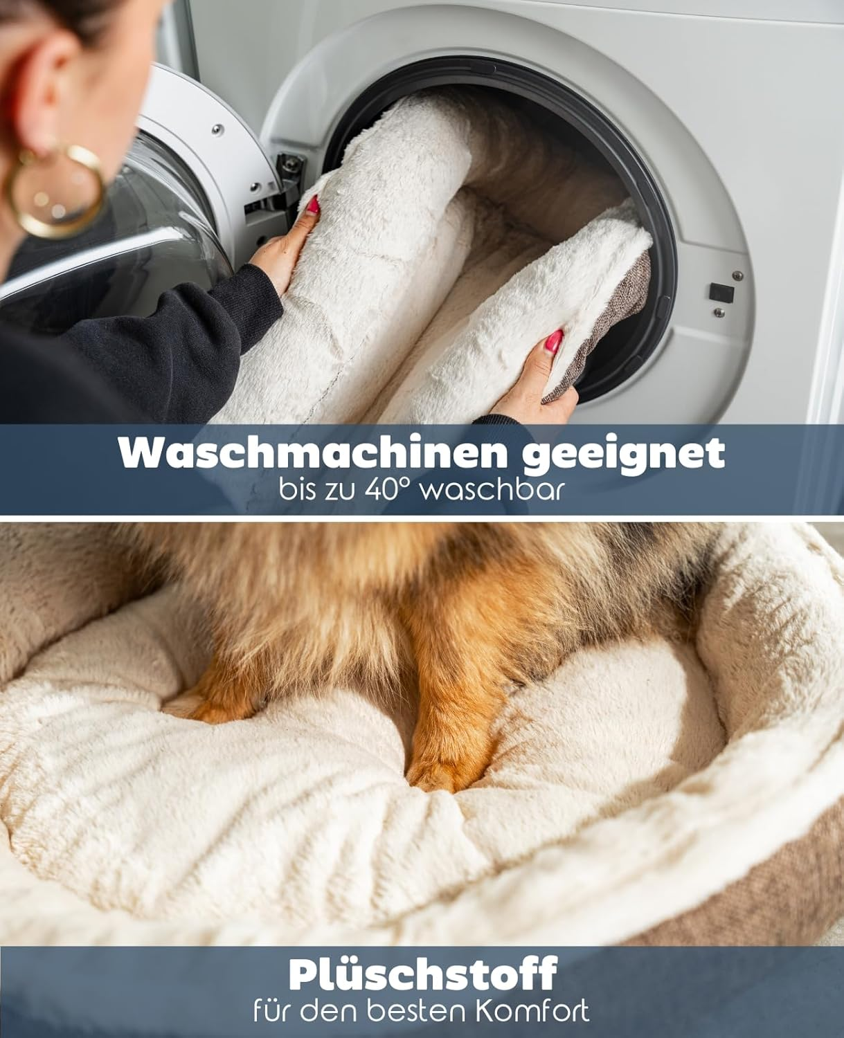 Lionto DB00286 round Dog Bed Dog Sofa Cat Bed Donut (M) 65 Cm M Brown 1000 G image number 5