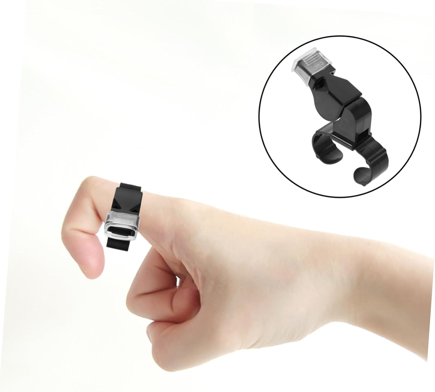 Milisten 2Pcs Finger Grip Whistle Handheld Ice Hockey Referee Whistle Loud Crisp Sound Sports Whistle with Finger Sleeve for Football Soccer Black image number 6