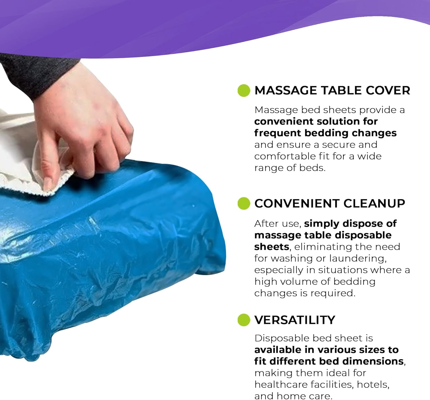 AMZ Medical Supply Disposable Massage Table Sheets, 82.6 X 35.4 X 7.8 Inches. Pack of 10 Waterproof CPE Tattoo Bed Covers for Spa, Hospital, Tattoo Parlor image number 1