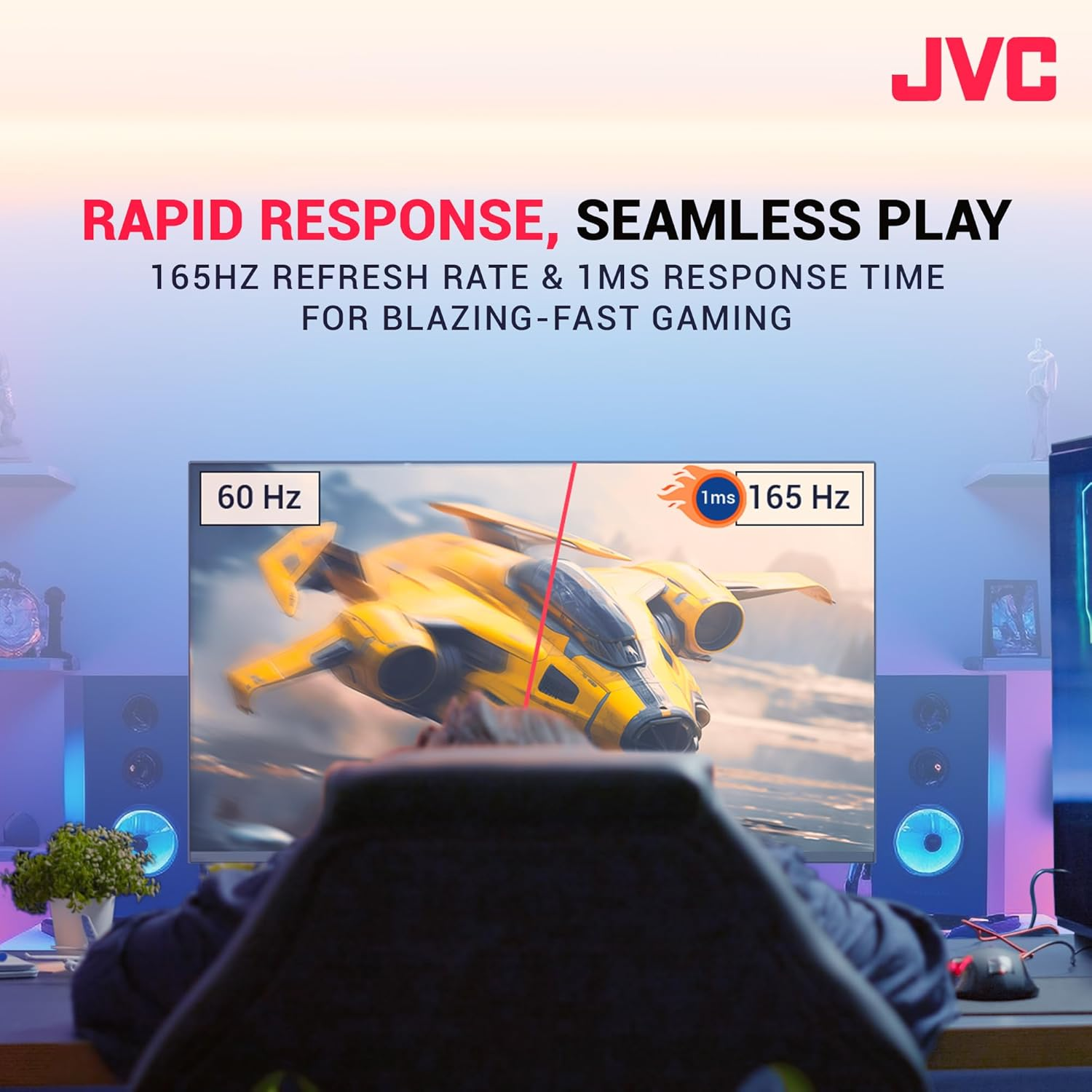JVC 27 Inch Monitor, 1080P FHD (Full High Definition) Ultra Thin Bezels Display, 165Hz Gaming Monitor with Tilt Adjustment, Display Port & HDMI Inputs, Fast 1Ms Response (LT-GN27225A) image number 2
