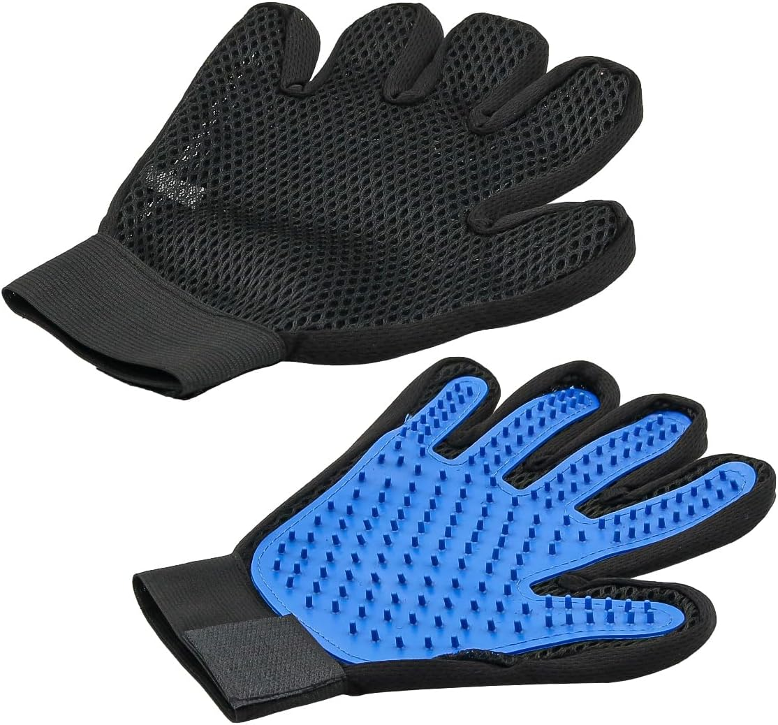 Namvo 2Pcs Pet Gloves Gentle Grooming Gloves High Performance Glove Massage Gloves with Improved Five Finger Design - Great for Dogs and Cats (Blue) image number 1