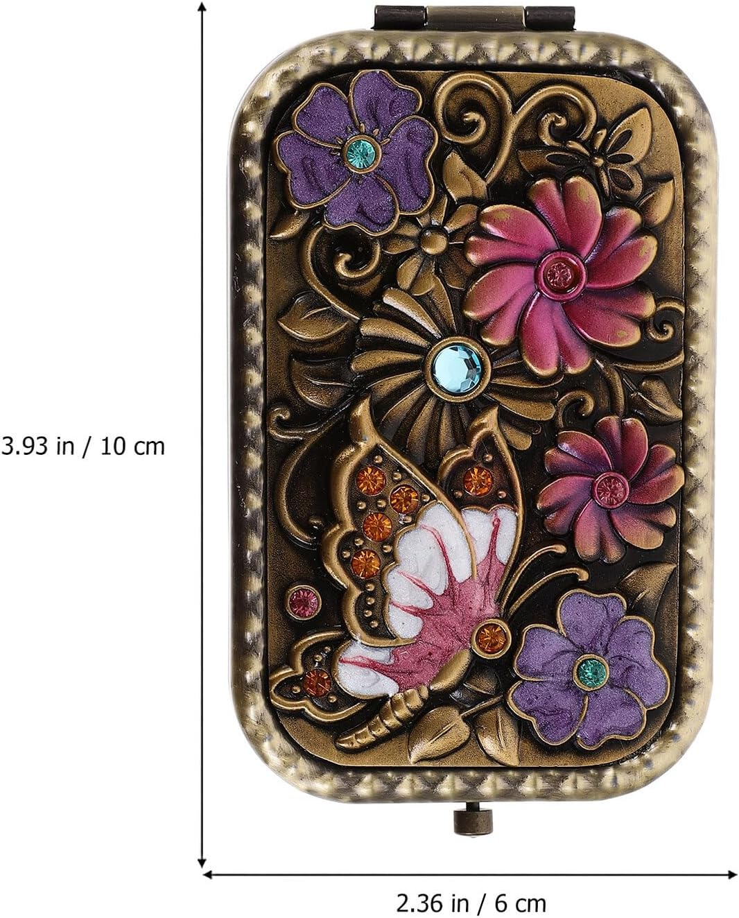 MUSISALY Vintage Double-Sided Foldable Makeup Mirror Metal Compact Cosmetic Mirror for Women Portable Vanity Suitable for Travel and Wedding image number 2