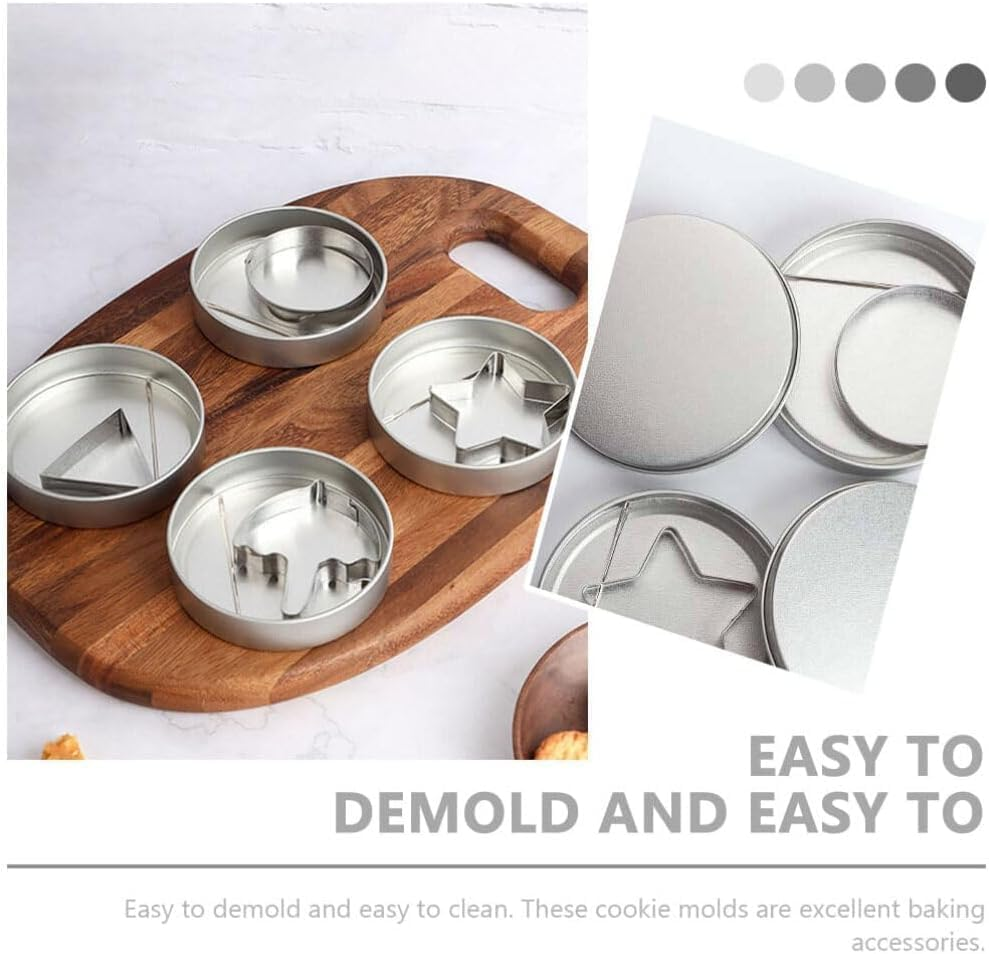 IONPSHG 12Pcs Cookie Cutters Set, Korean Sugar Candy Making Tools, Biscuits Molds Kit, Umbrella Triangle Star round with Tin Case Needle Baking Cake Molds for Christmas Party Favor image number 4