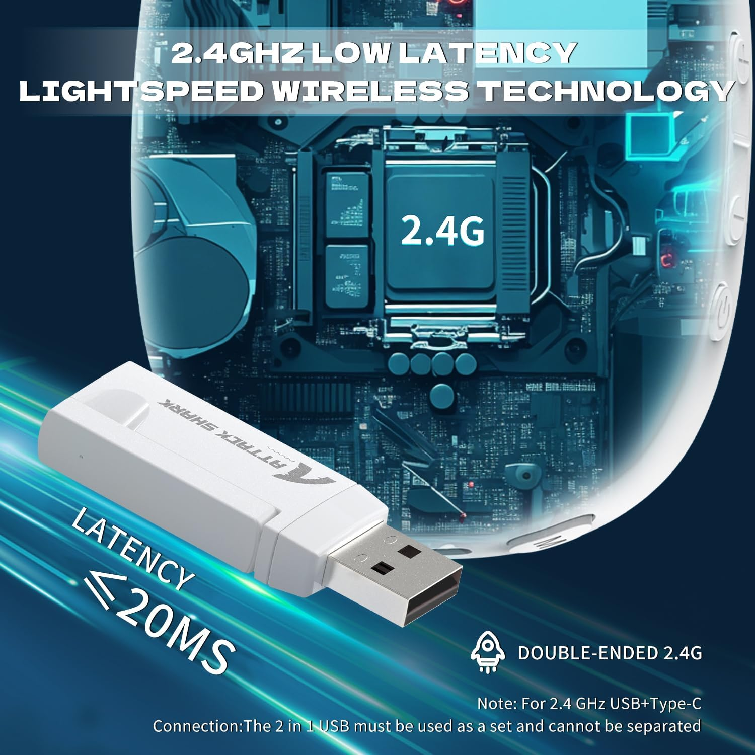 MAMBASNAKE X Attack Shark L90 Flodable Ultra-Light Wireless Gaming Headset, 7.1 Surround Sound, Bt5.3/2.4Ghz/Wired, RGB, 40Mm Neodymium Drivers,Pluggable Microphone, for Pc/Ps4/Ps5/Switch-White image number 1