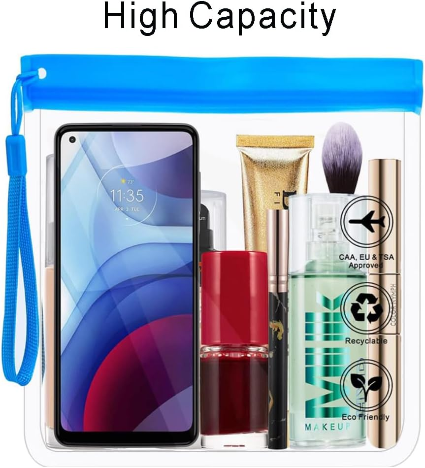 4 Pcs Clear Travel Toiletry Bag - Airport Security Liquids Bags, 20 X 20Cm TSA Approved, Travel Accessories Makeup Bags Holiday Essentials Luggage for Men Women, Black, Traval - Black And Gray image number 4