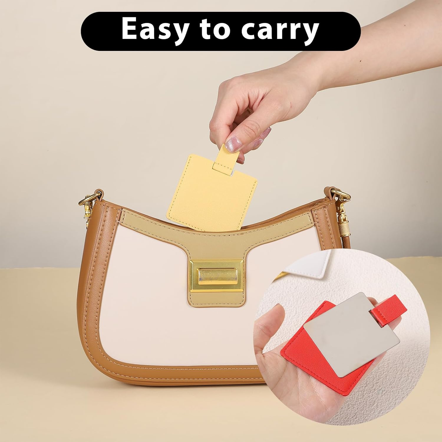 Pack of 4 Stainless Steel Compact Mirrors, Travel Mirrors, 6.5 X 7 Cm, Small Hand Mirror, Includes Protective Cover, Small Mirror Made of Polished Metal, Cosmetic Mirror, Make-Up Mirror, Ultra Thin image number 5