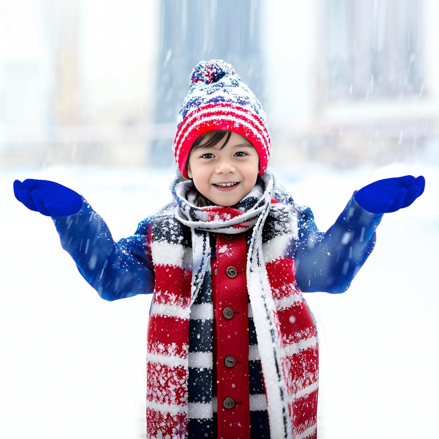 Jiebor 12 Pairs Kids Warm Gloves Winter Gloves Knit Gloves for Boys Girls Children Kids image number 2