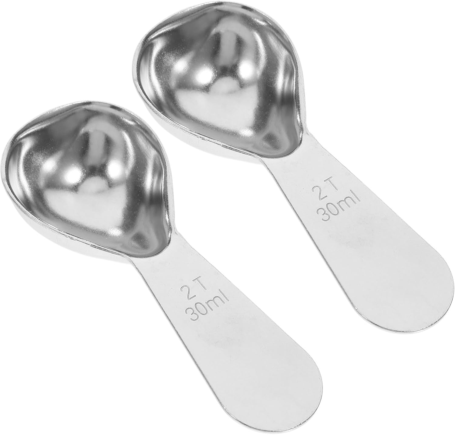 HOUDERCO 2Pcs Stainless Steel Coffee Scoops 2-Tablespoon 30Ml Measuring Spoons Short Handle for Coffee Beans, Tea, Powdered Milk and Seasoning, Kitchen Baking Ingredient Scoopers image number 2