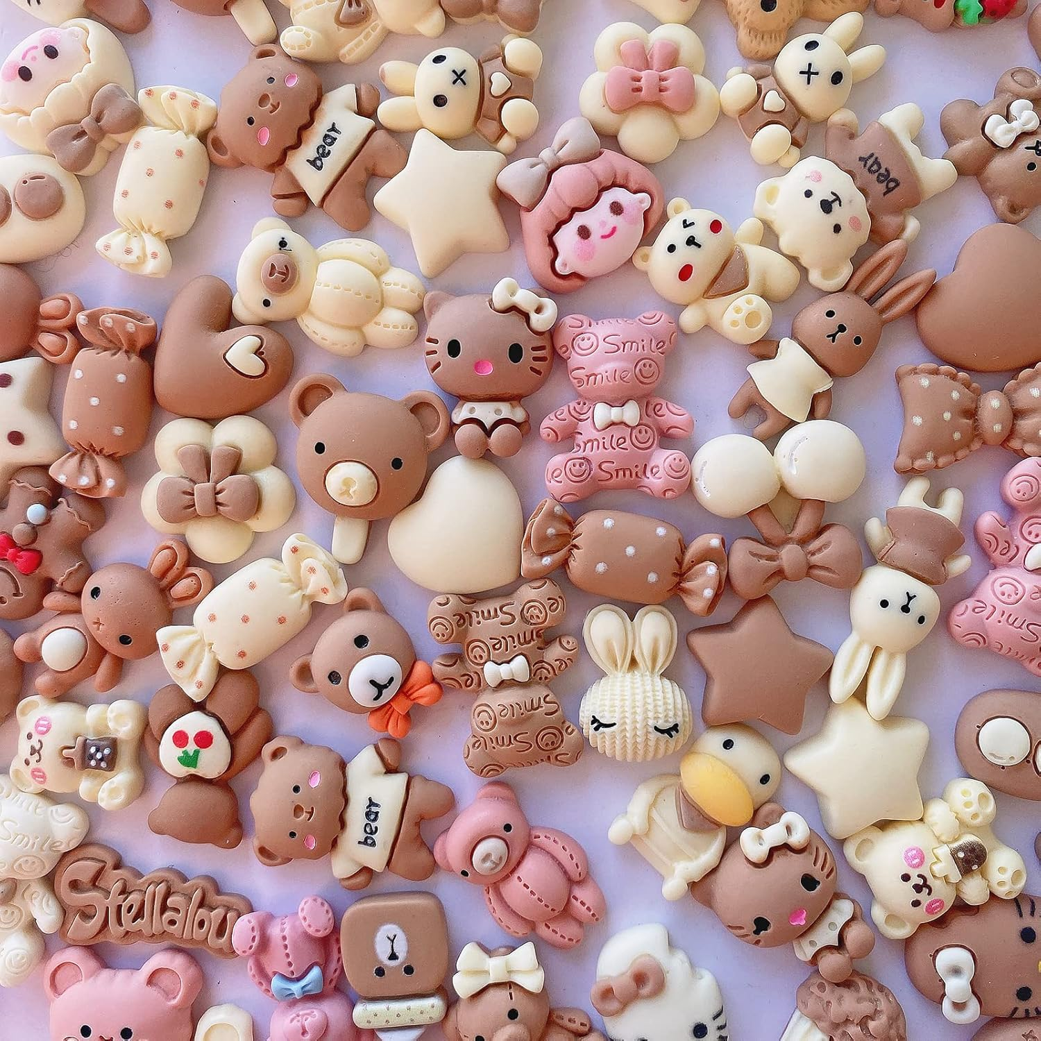 100Pcs Slime Charms Cute Set, Bulk Mixed Resin Charms Set Ornament Scrapbooking image number 1