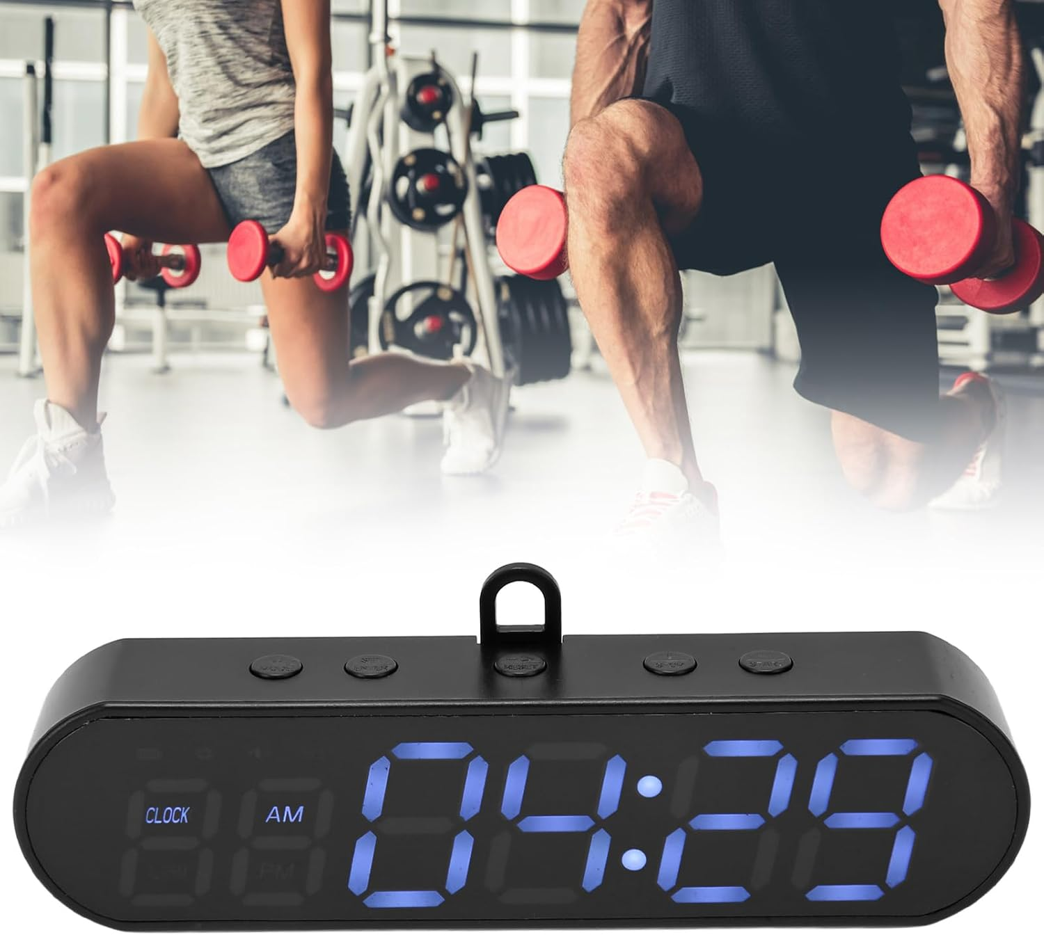 Portable Gym Timer, Digital Display Interval Timer for Workout, Multifunctional 1000Mah USB Fitness Clock, Count up by round for Home Gym Fitness Garage, Low Battery Reminder image number 2