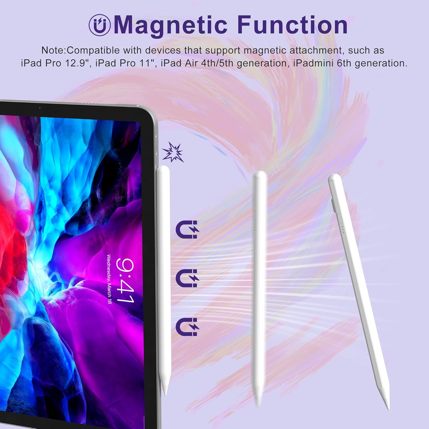 Stylus Pen for Ipad with Palm Rejection & Tilt Sensitive, Ipad Pencil Magnetic Stylus for Apple Ipad Pro 11&12.9" (2018-2022), Ipad 10/9/8/7/6Th Gen, Ipad Air 3Rd/4Th/5Th Gen, Ipad Mini 5/6Th Gen image number 1