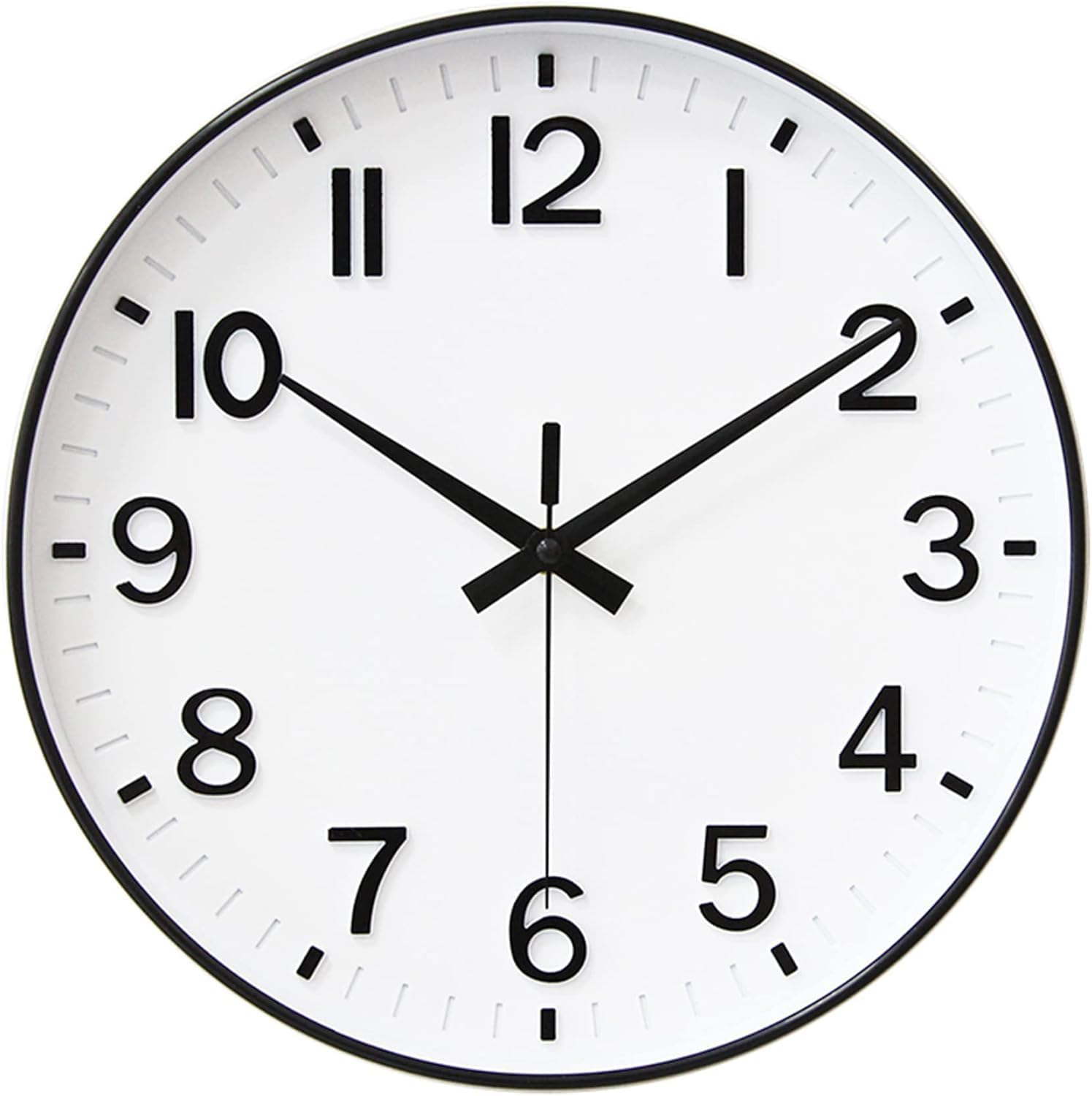 Wall Clock, 12 Inch Silent Non-Ticking Battery Operated round Quartz Modern Wall Clock for Living Room Kitchen Bedroom Home Office School Decor (White)