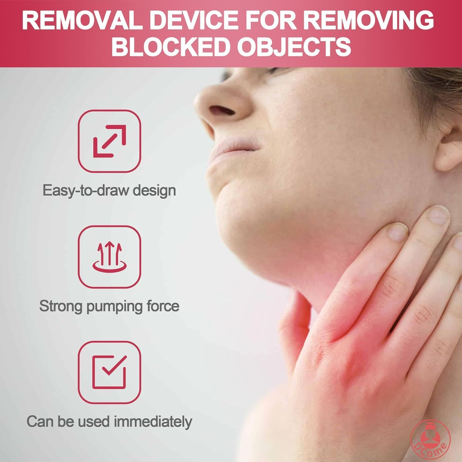 Emesak Effective Assist Device Works for Removing Foreign Material, Emergency Airway Clear Device, Easy to Carry, Safe & Effective to Remove Blocked Objects, Can Be Reused First Aid Home Kit