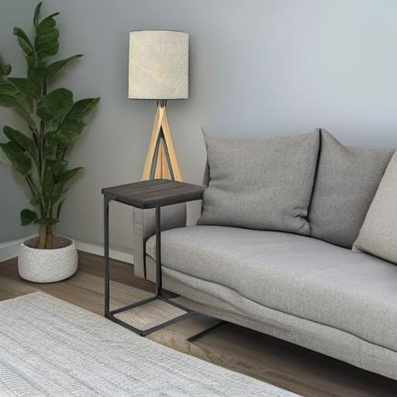 VASAGLE C-Shaped End Table, Side Table for Sofa, Couch Table with Metal Frame, Small TV Tray Table for Living Room, Bedroom, Ebonized Oak Finish and Black image number 1