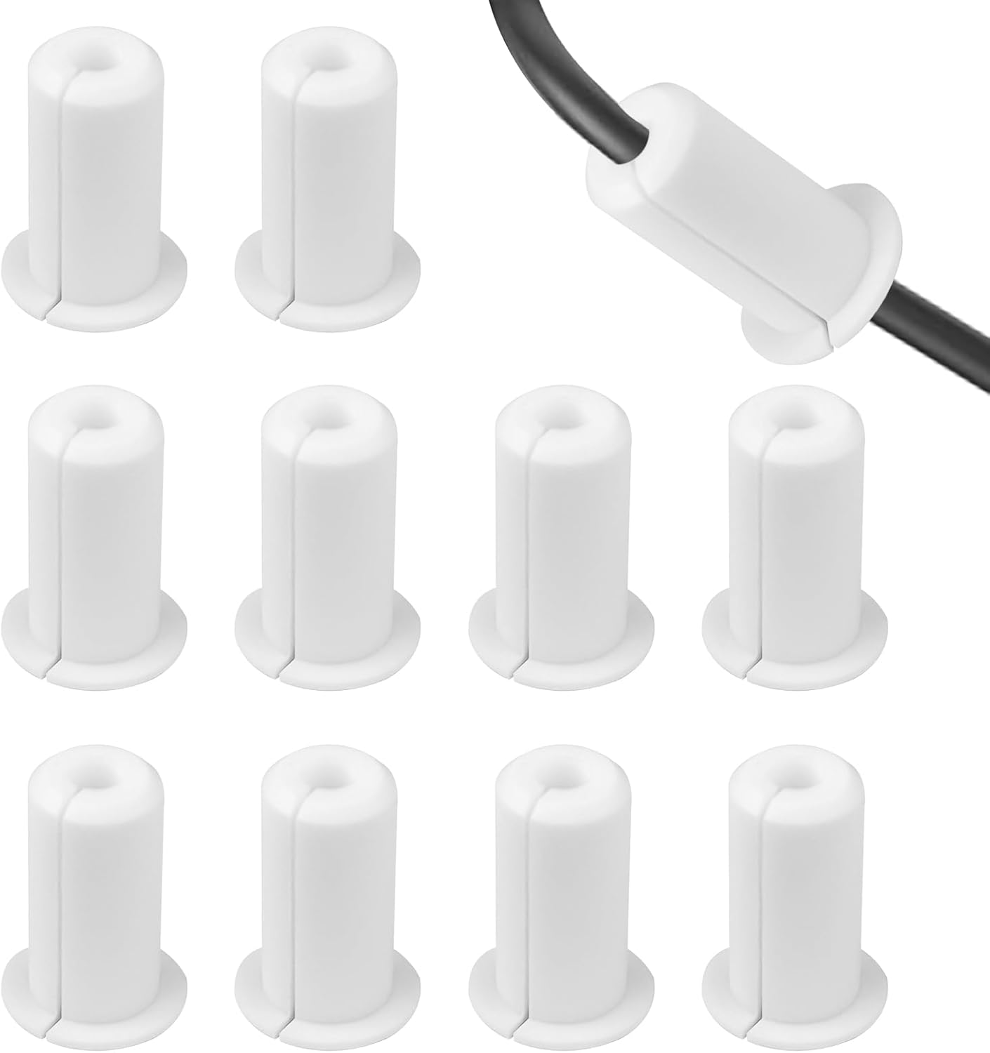 Sekonow 10 Pack Cable Grommet for Starlink for 3/4 Wall Hole, Silicone Wall Cable Pass through Bushing Grommet Line Routing Kit Cord Cover Hider for Starlink Ethernet Wire (White)