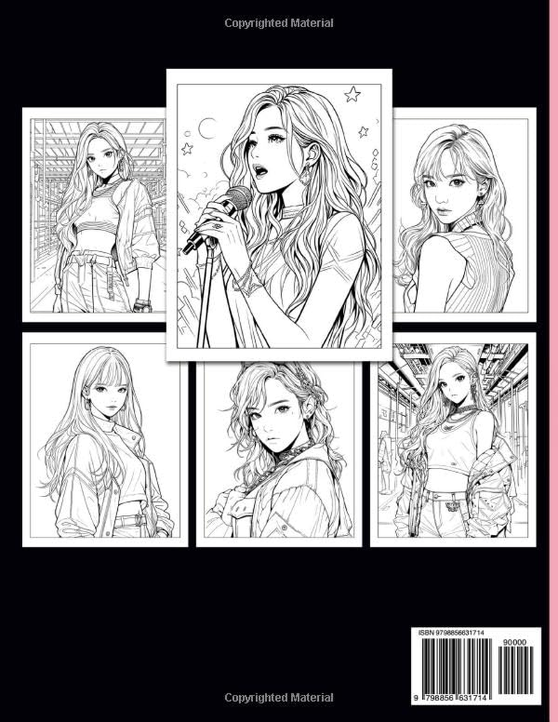 K-POP Coloring Book: Vibrant Music World Coloring Pages with Energetic Performances Illustrations for All Ages Fun & Relaxation image number 1