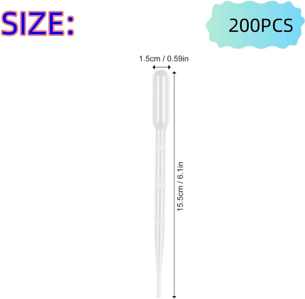 Dropper, 200Pcs Transparent Pasteur Graduated Dropper, for Laboratory Liquid Transfer Essential Oil Makeup Tool Transfer Liquid Device 3Ml image number 4
