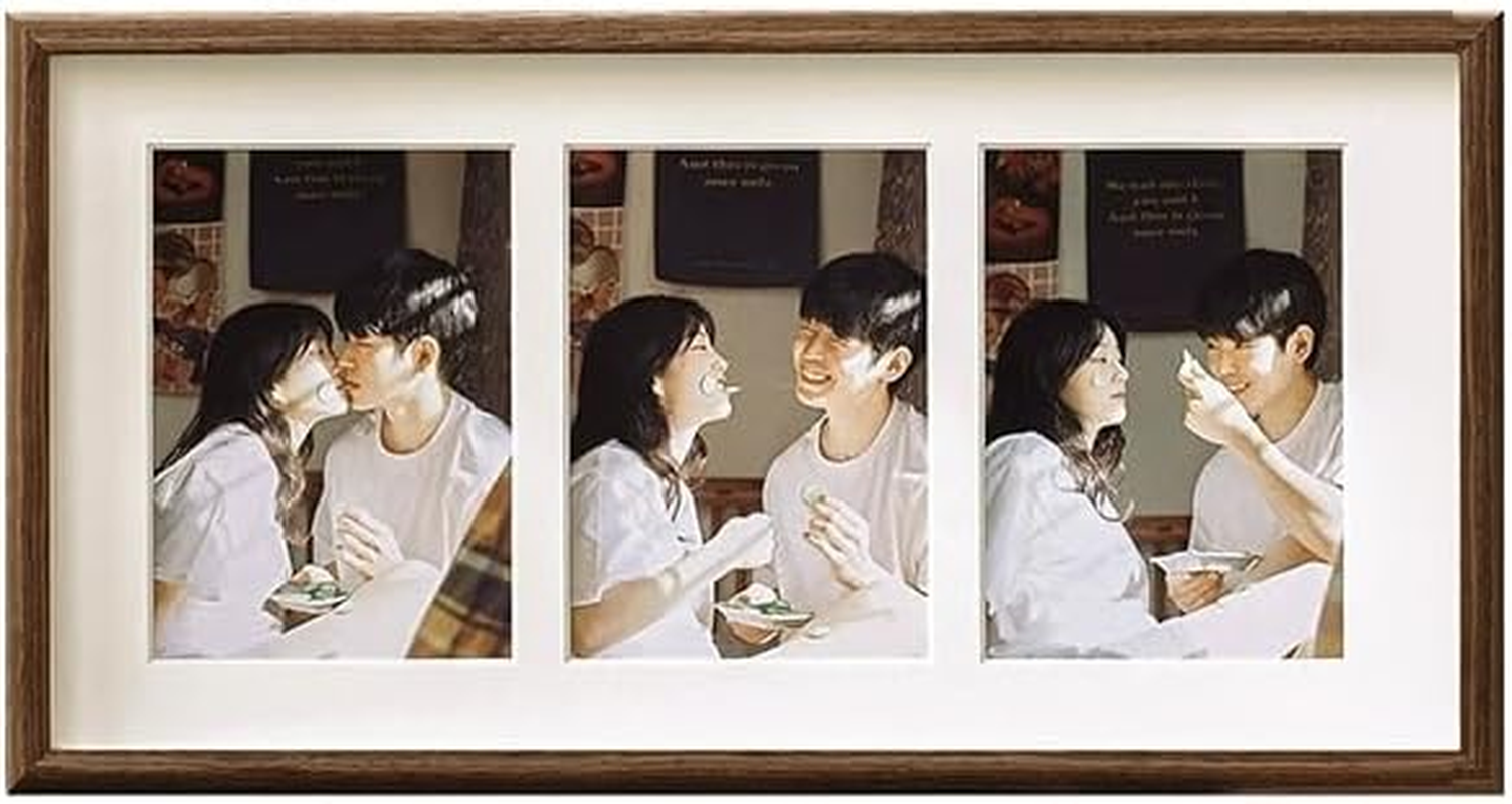 Signature Collection Collage Picture Frame, 4X6 Photos, Wall Display, Shatter-Resistant Glass (Wood Color, 3 L)