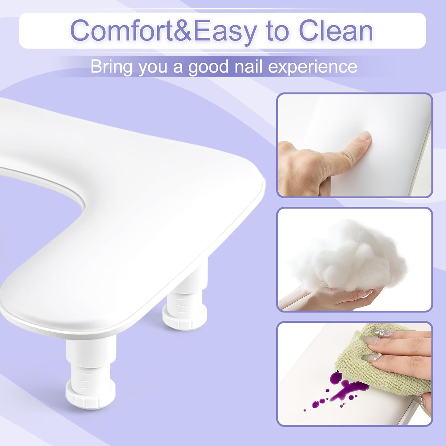 Madenia Arm Rest for Nail Tech: Adjustable Height PU Leather Nail Rest Stand, U-Shaped Professional Manicure Hand Rest Pillow for Acrylic Nails Salon Home Use White image number 1