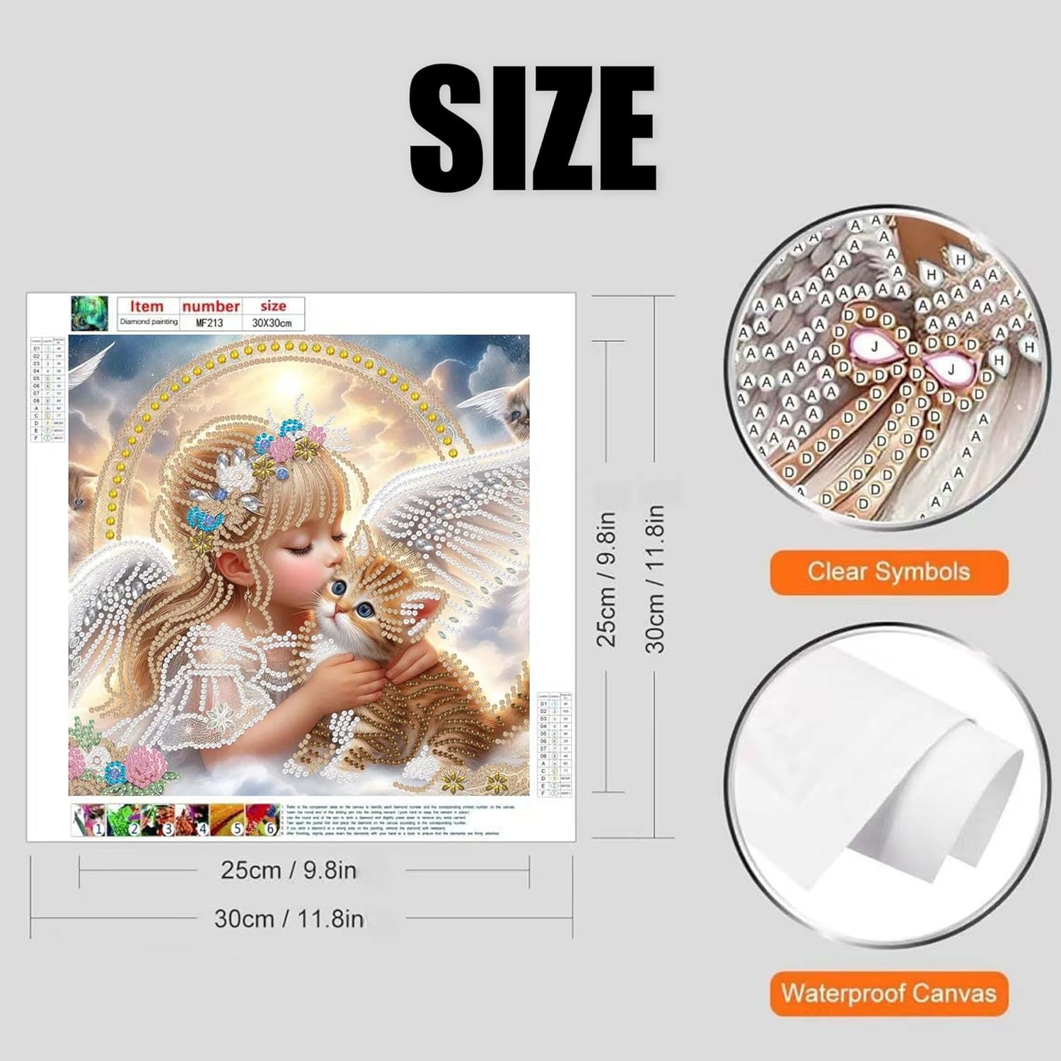 Diamond DIY Sticker Paintings Kits for Adults，5D DIY Crystal Diamond Point Painting with Crafts，Suitable for Beginners， Wall Decoration， Wife'S Gift，12&times;12 Inch/30&times;30 Cm, Animal (Girl & Cat) image number 1