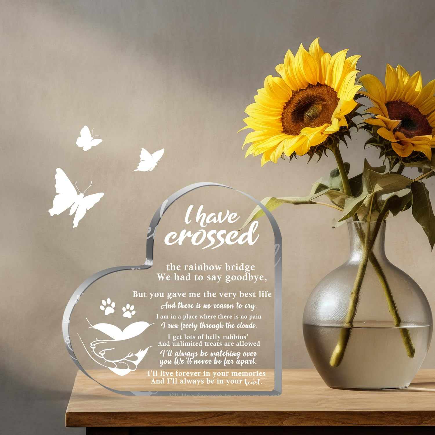 Pet Memorial Acrylic Rainbow Bridge Decorations - Sympathy Gifts for Loss of Dog, Cat - Bereavement Gifts for Pet Loss Remembrance image number 4