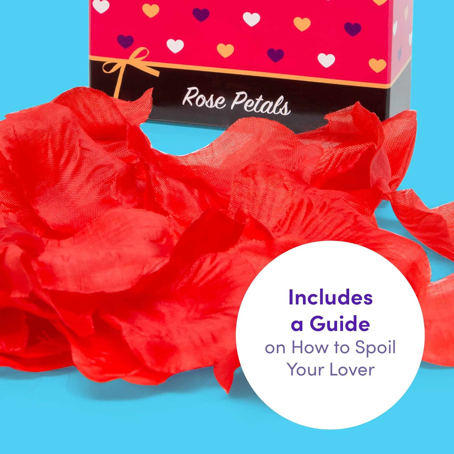 Lovehoney Red Fake Rose Petals - Reusable & Unscented Fabric Petals - Perfect for Valentines or Date Nights - Pack of 75-80 image number 3