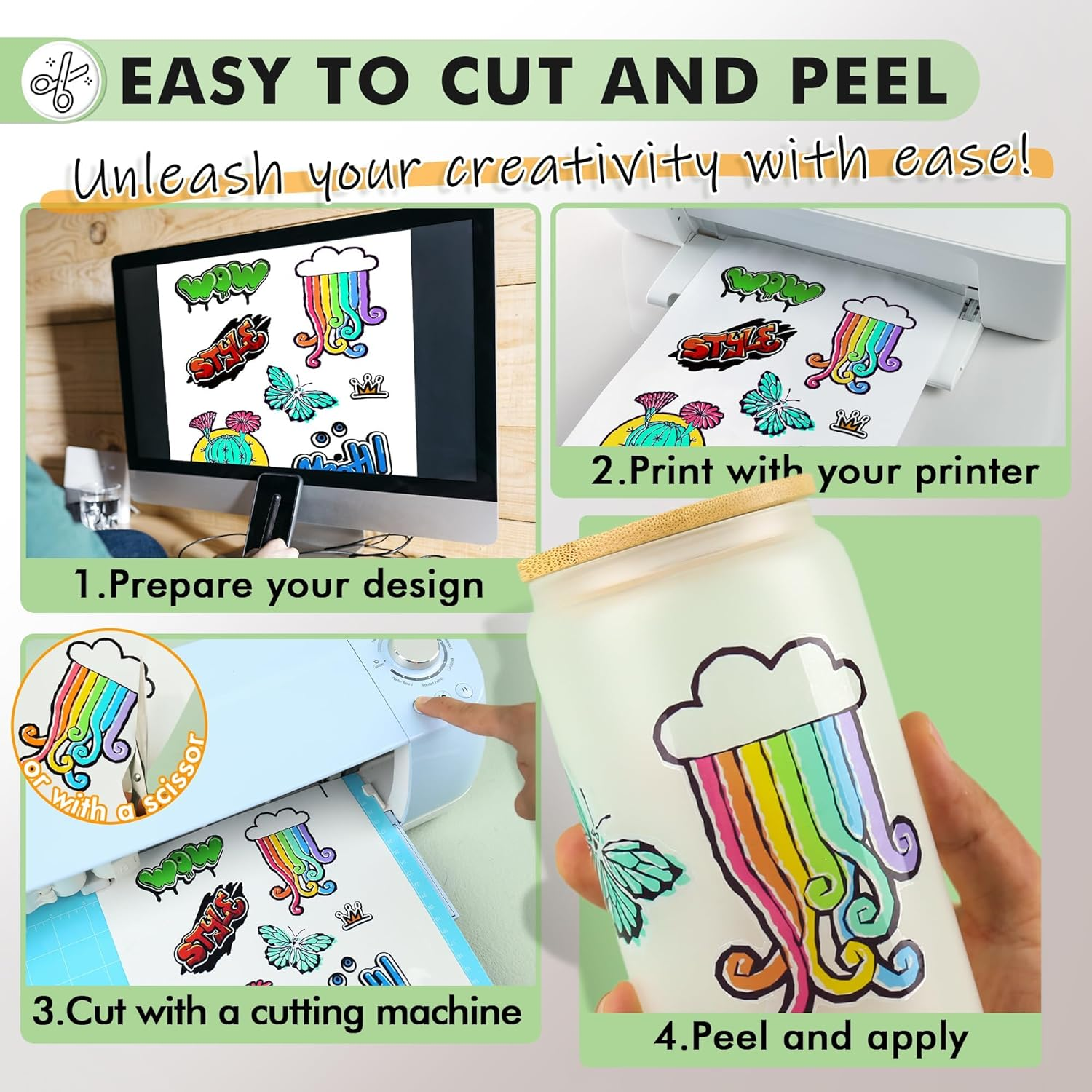 Koala Clear Sticker Paper for Inkjet Printer - Waterproof Clear Printable Vinyl Sticker Paper - A4 20 Sheets Transparent Glossy Sticker Paper for DIY Personalized Stickers, Labels, Decals image number 5